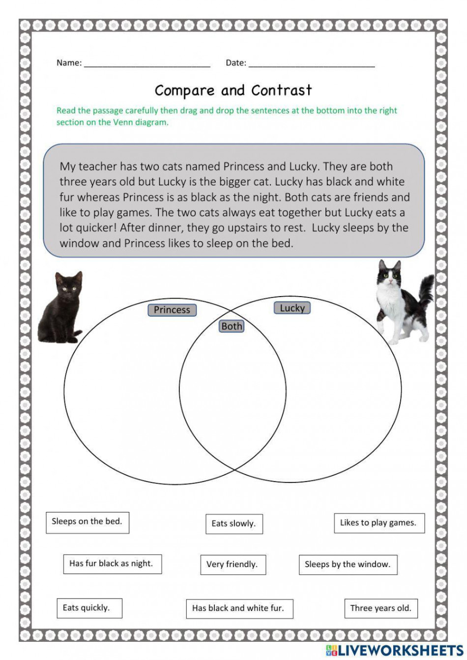 Compare and Contrast interactive worksheet for   Live Worksheets