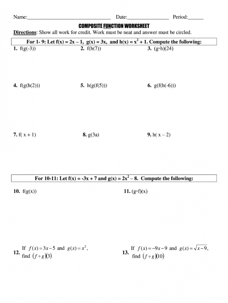 Composite Function Worksheet - Fill Online, Printable, Fillable