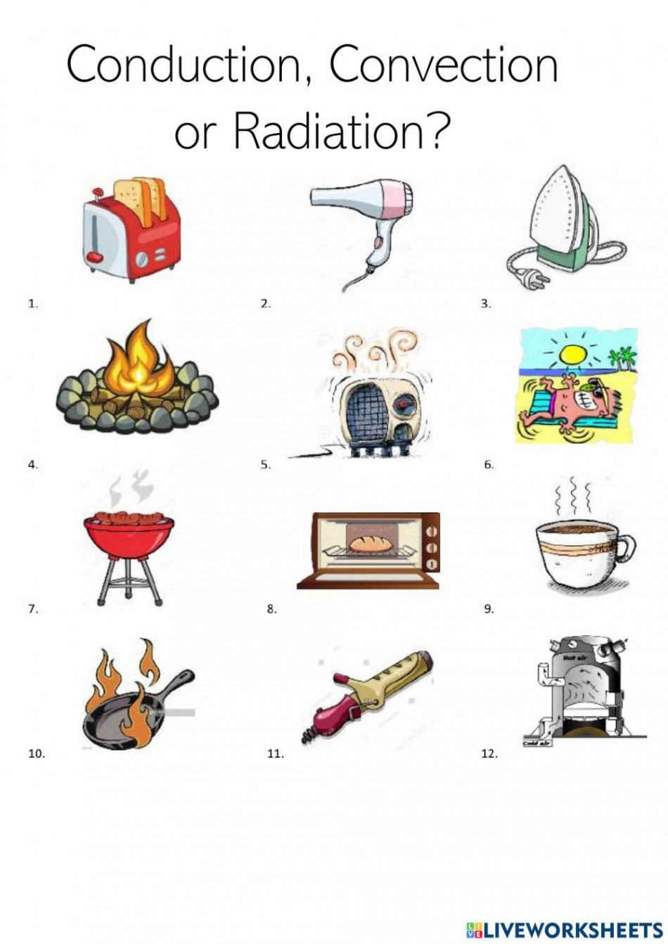 Conduction, convection or radiation worksheet  Live Worksheets