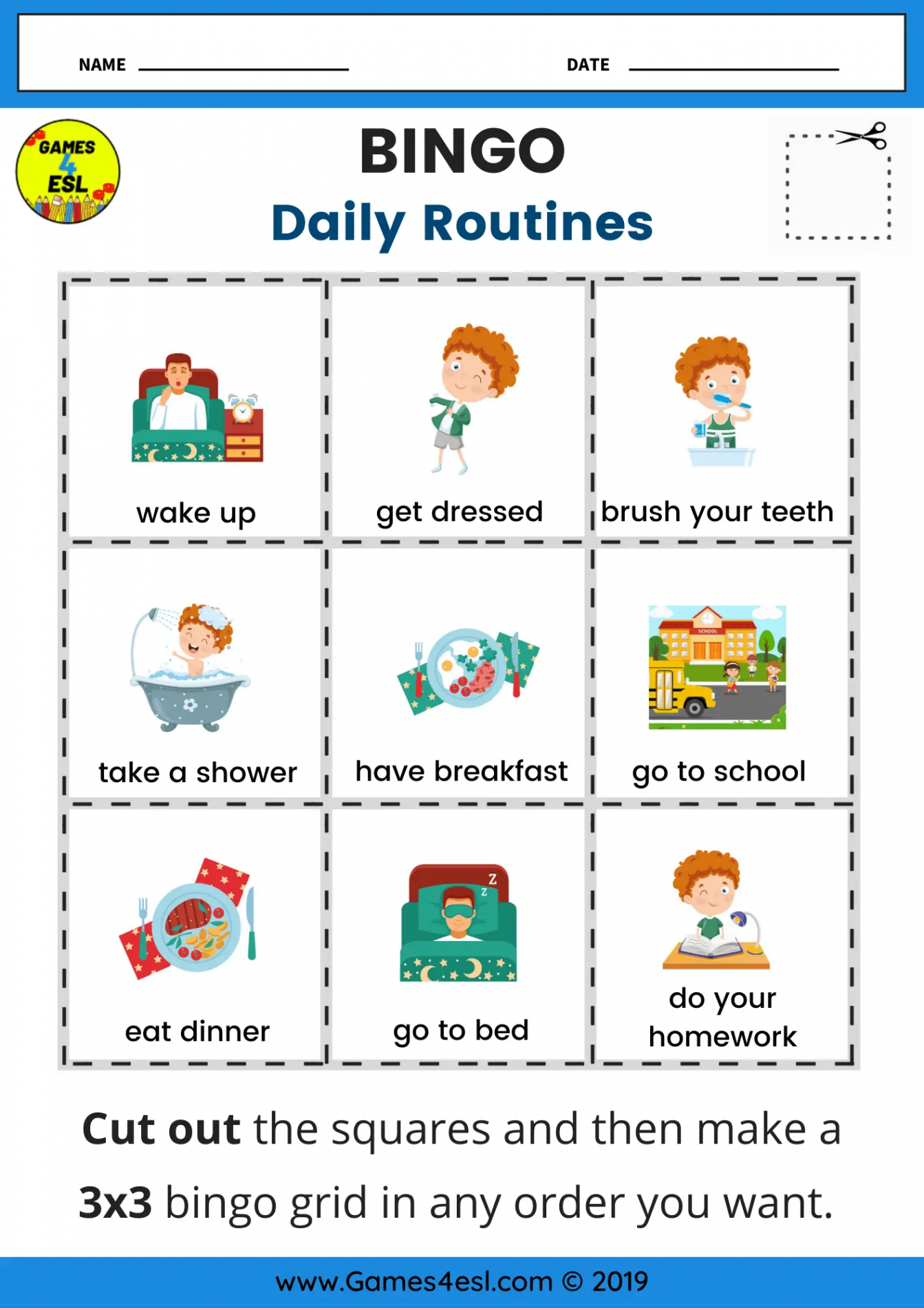 Daily Routine Worksheets  Gamesesl