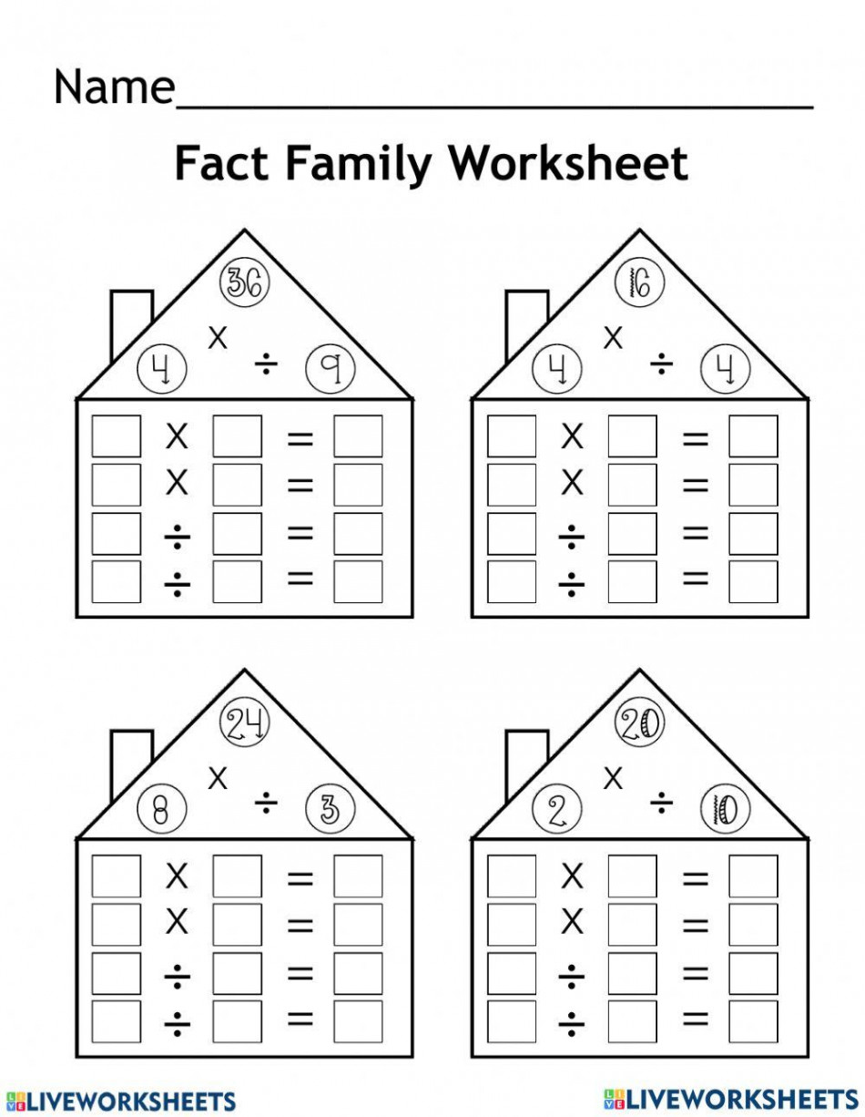 Division-Multiplication Fact Families worksheet  Live Worksheets