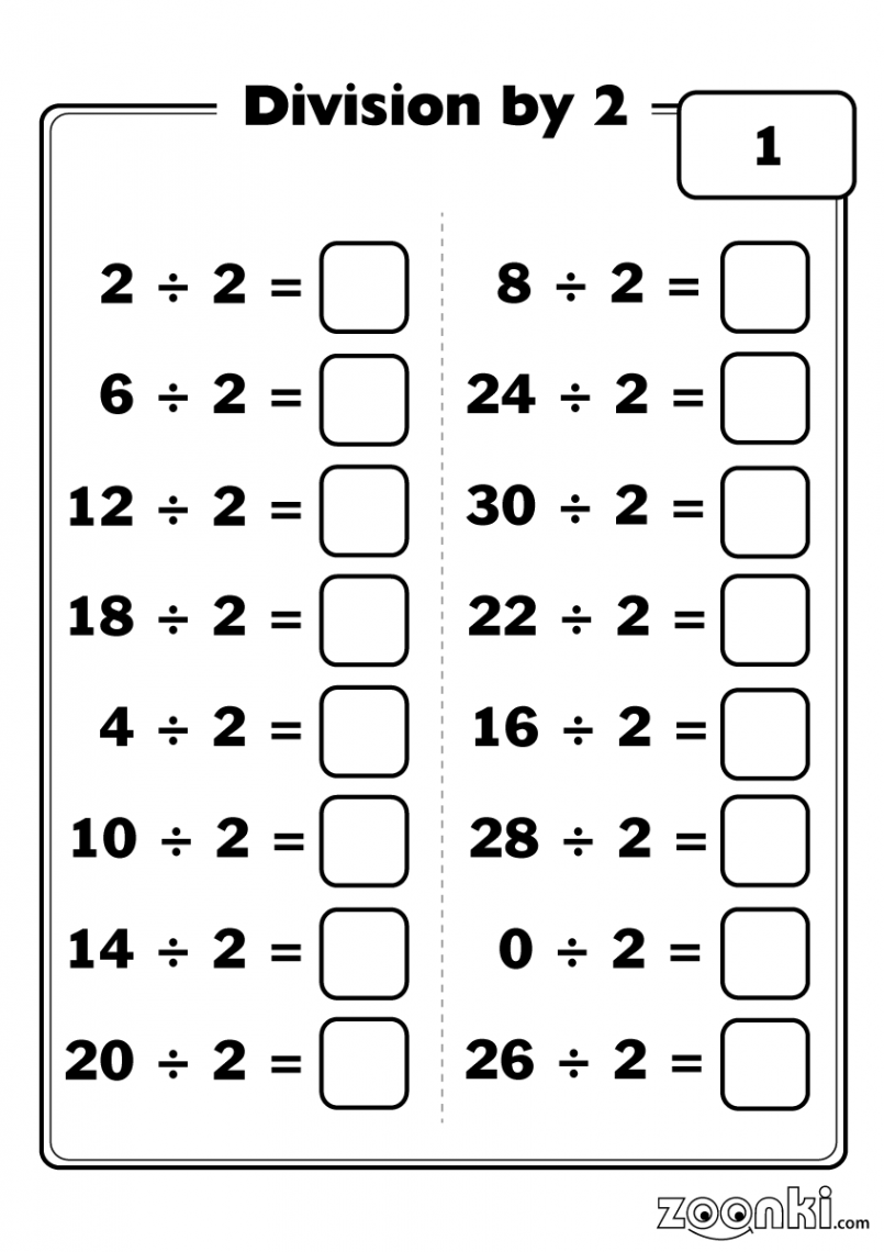 Division worksheets - Dividing by  - zoonki