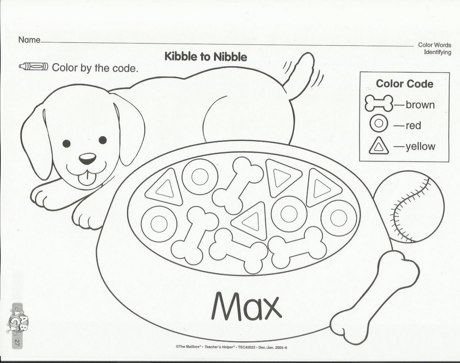 Dog Color and Shape Recognition Worksheet  Pets preschool theme