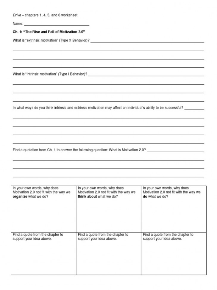 Drive Worksheets (Chapters , , , )  PDF  Autonomy  Motivation