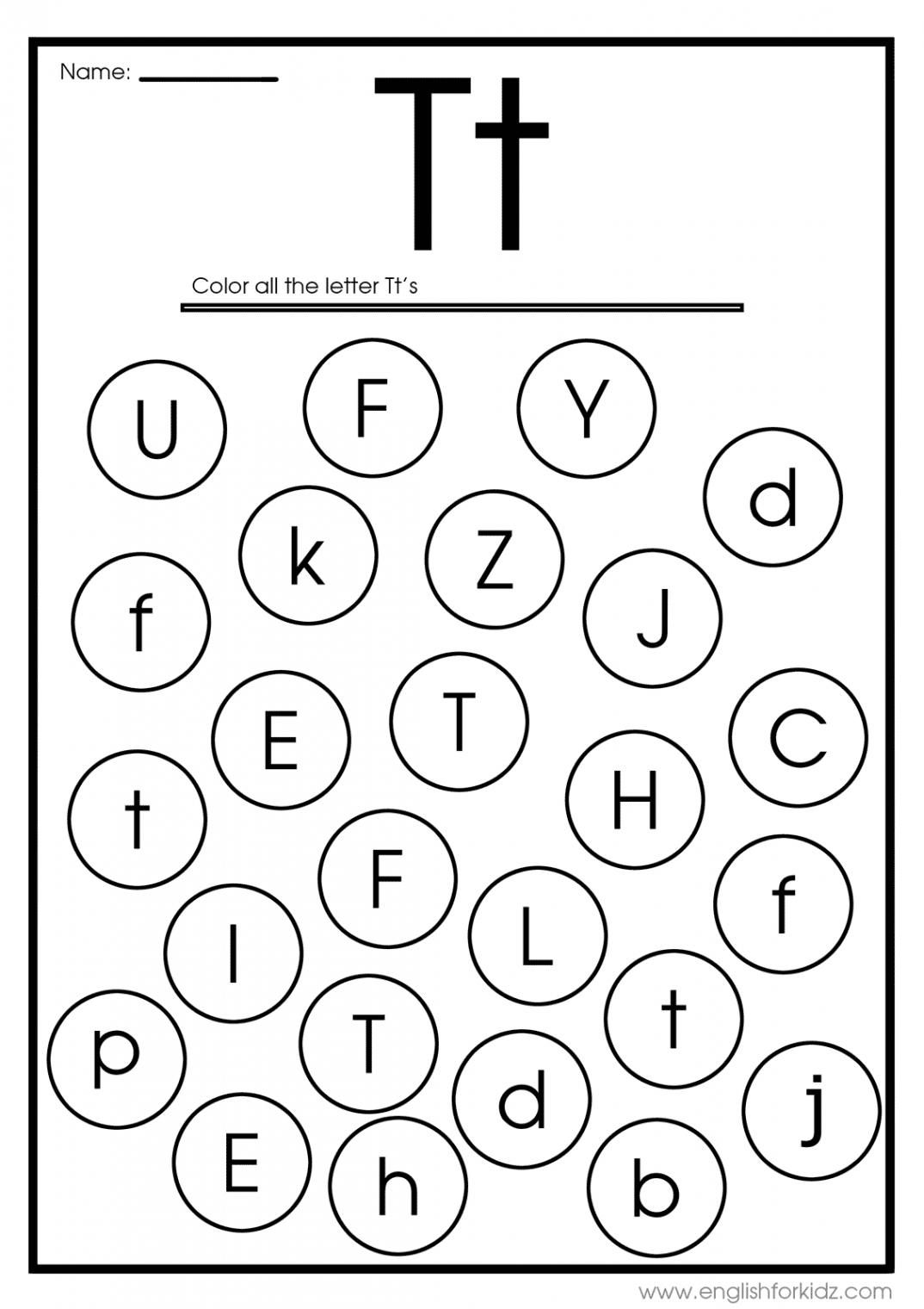 English for Kids Step by Step: Letter T Worksheets, Flash Cards