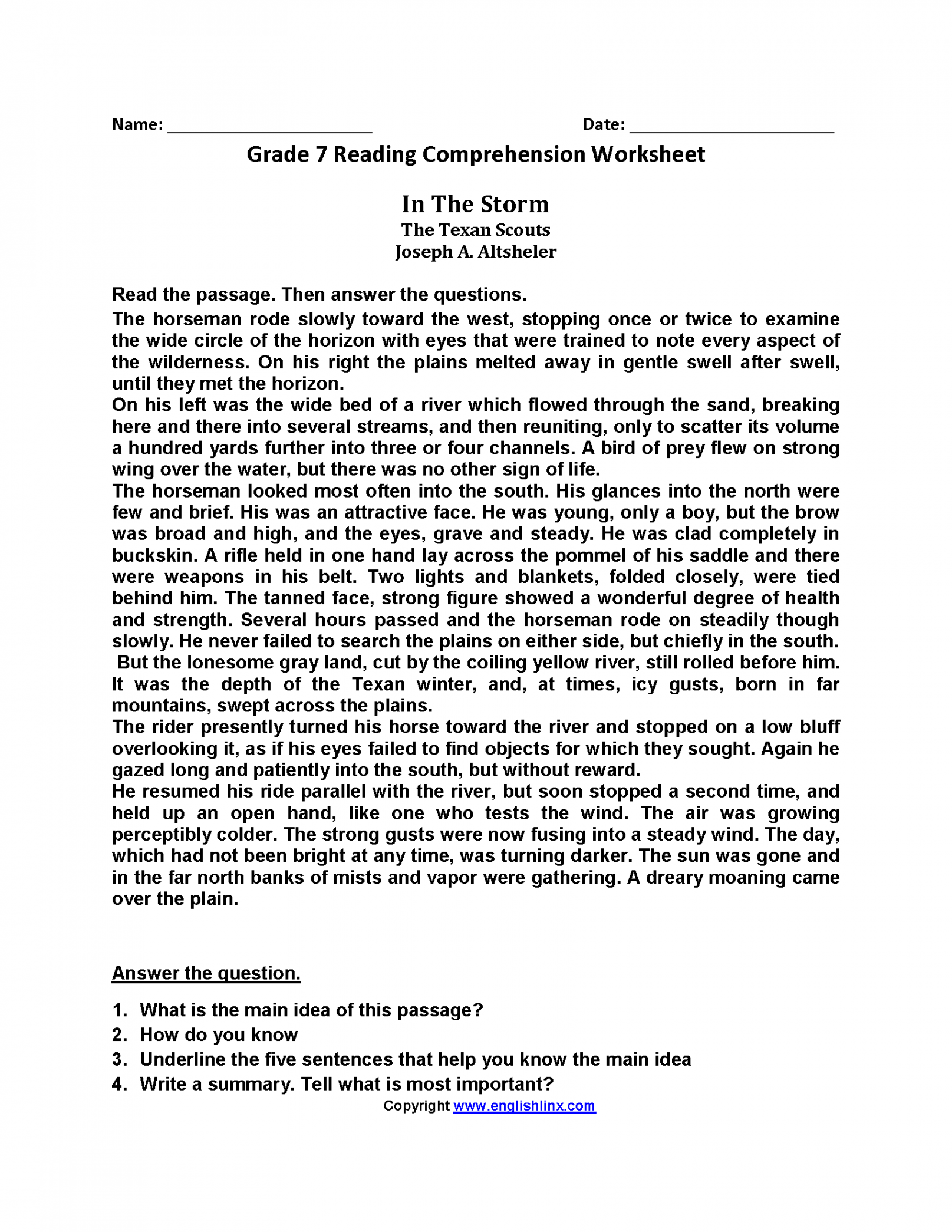 English Worksheets  Reading Worksheets  Reading comprehension