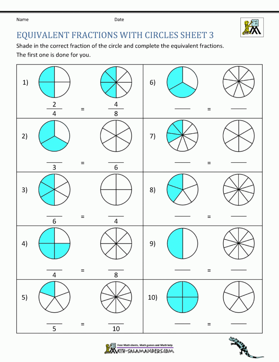 Equivalent Fractions Worksheet