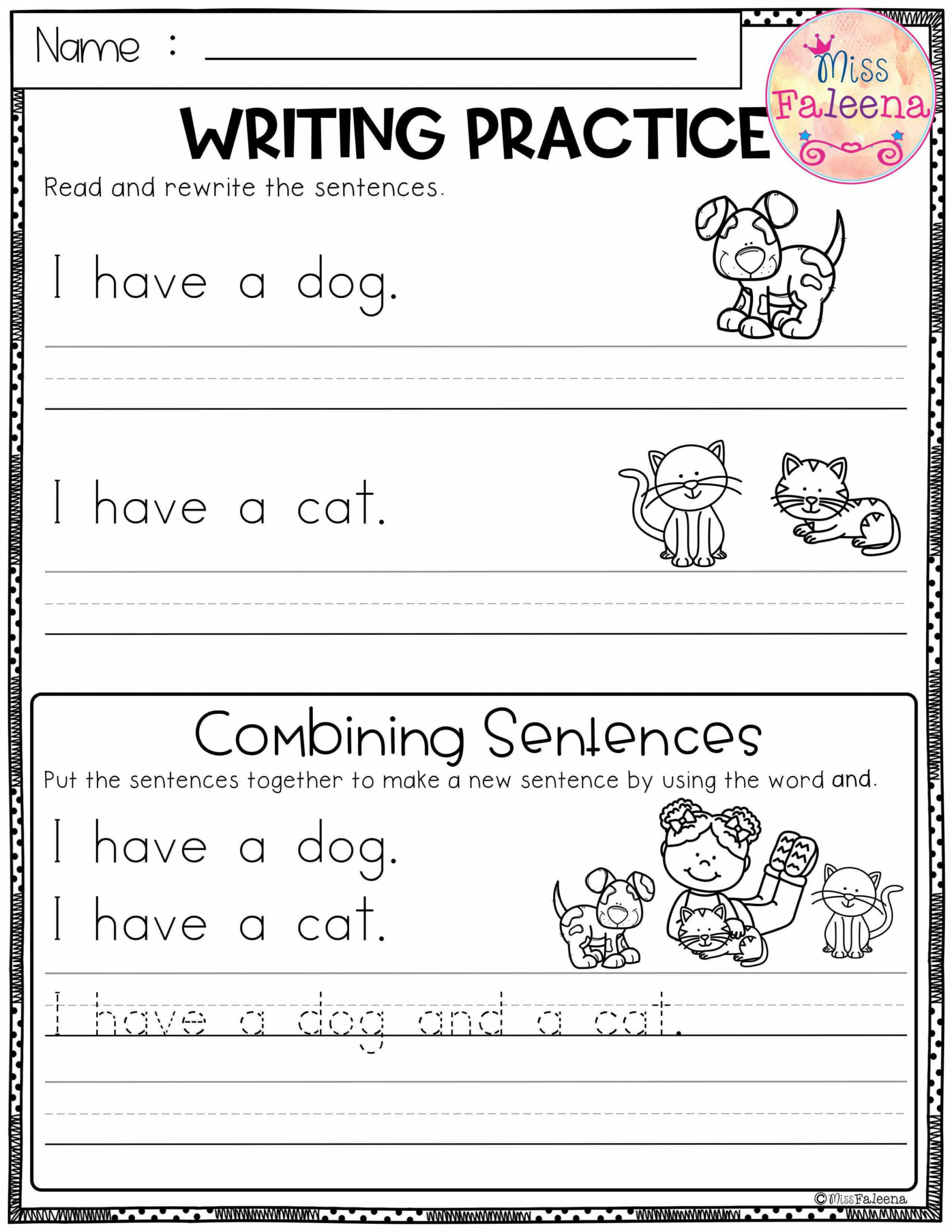 Free Writing Practice (Combining Sentences)  Writing sentences