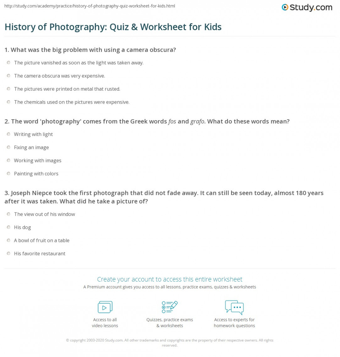 History of Photography: Quiz & Worksheet for Kids  Study