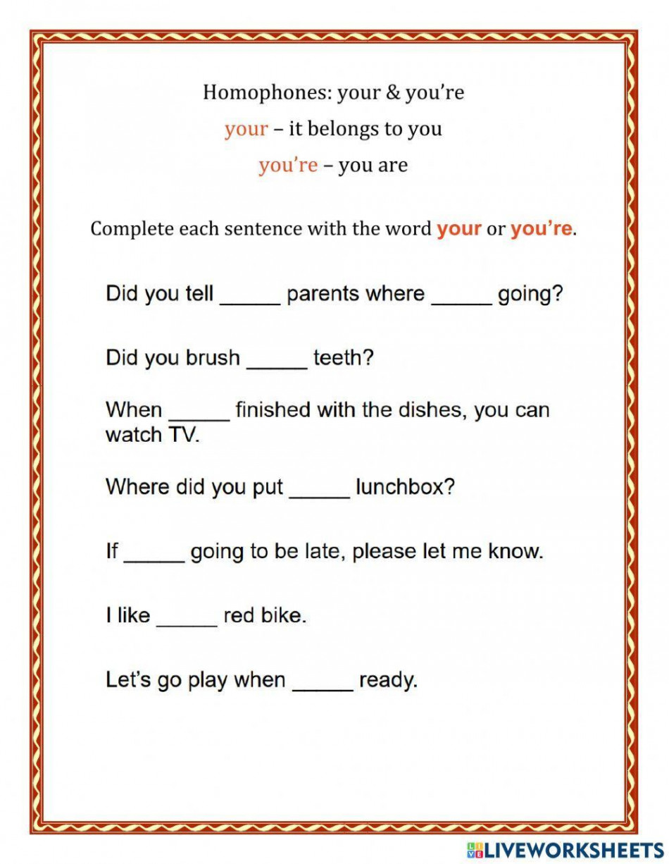 Homophones: your & you