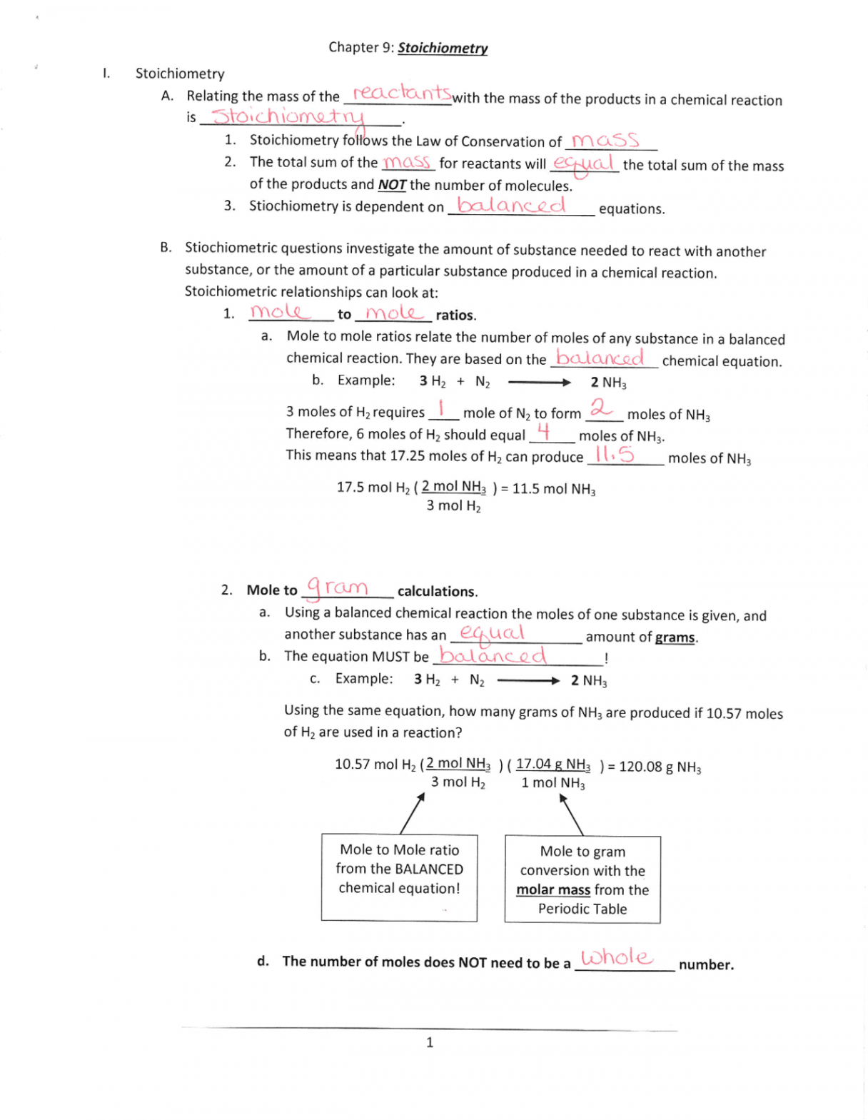 Introduction to Stoichiometry Worksheet with Answers  Exercises