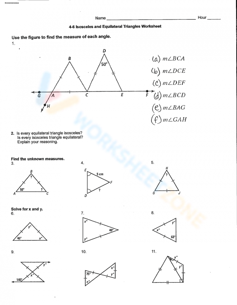 - Isosceles And Equilateral Triangles Worksheet Worksheet