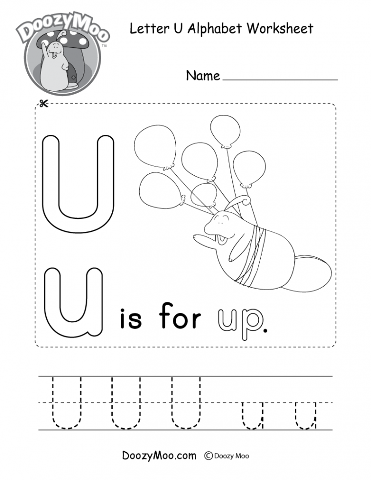 Letter U Alphabet Activity Worksheet - Doozy Moo