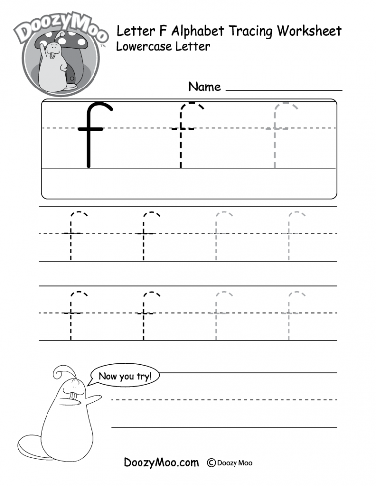 Lowercase Letter "f" Tracing Worksheet - Doozy Moo