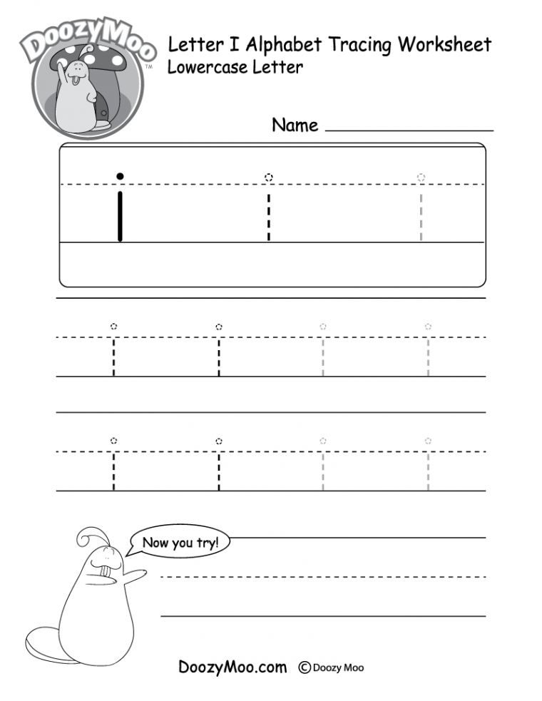 Lowercase Letter "i" Tracing Worksheet - Doozy Moo