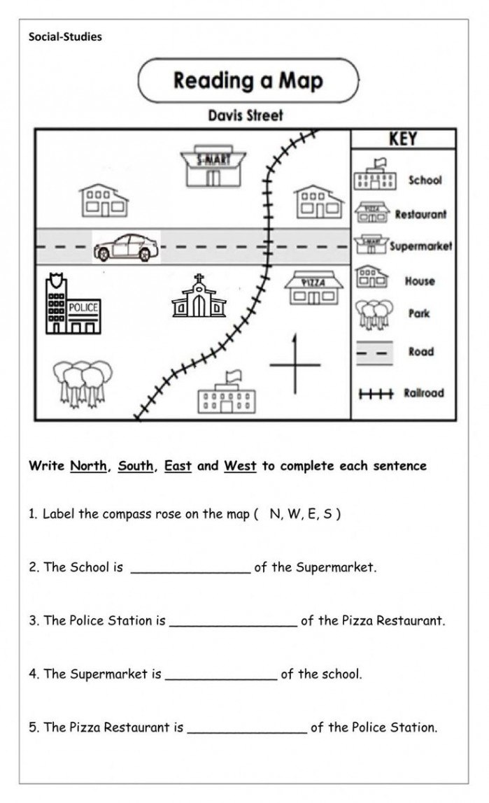 Map (community) worksheet in   Map skills worksheets, Map