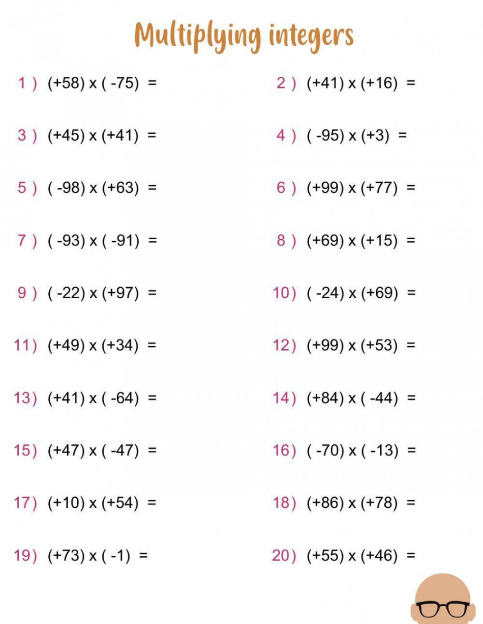 Multiplying and dividing integers worksheet  Live Worksheets