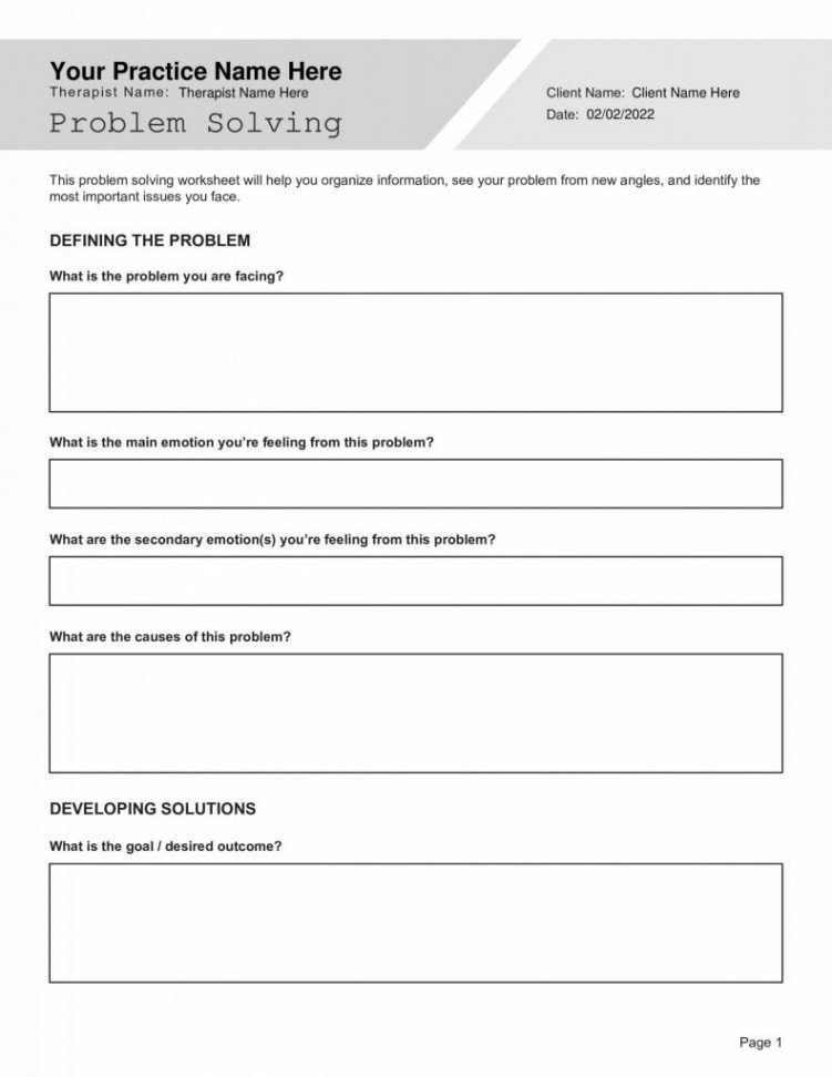 Narrative Therapy Problem Solving Worksheet PDF - TherapyByPro