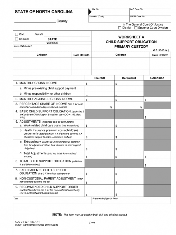 Nc child support worksheet a: Fill out & sign online  DocHub