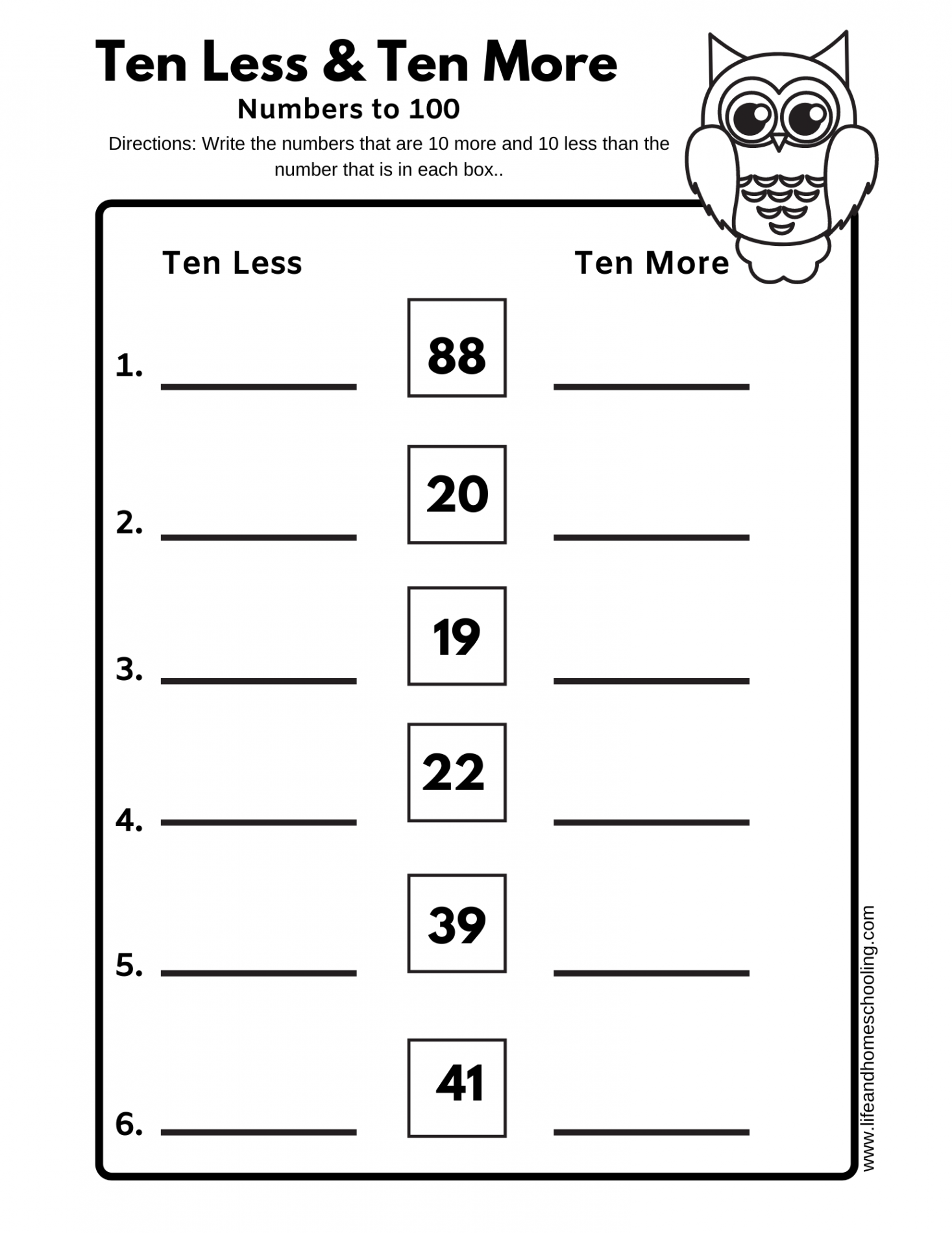 nd Grade Math (Ten Less & Ten More)