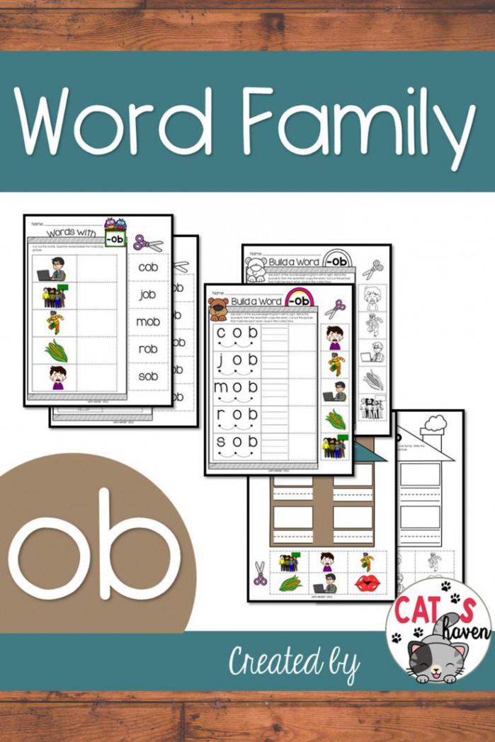 OB Word Family  CVC Word Families  Phonics Worksheets  Word