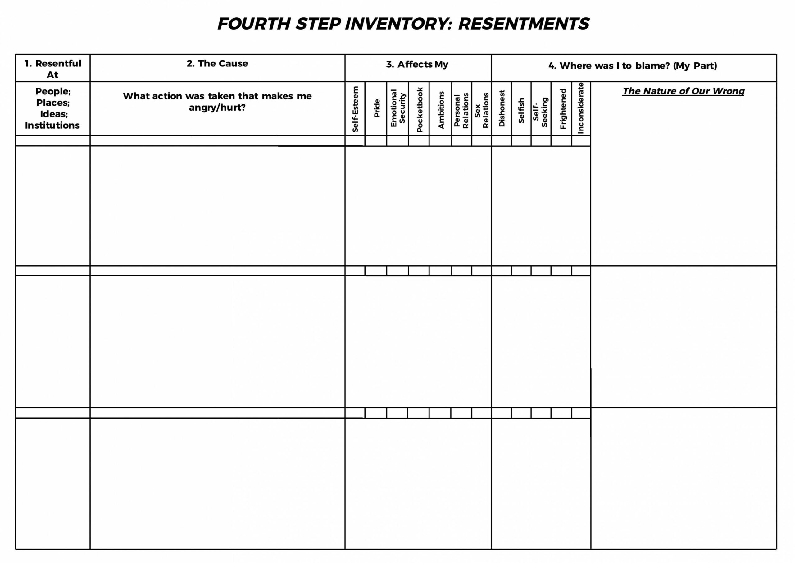 Pin on AA th / Fourth Step Inventory