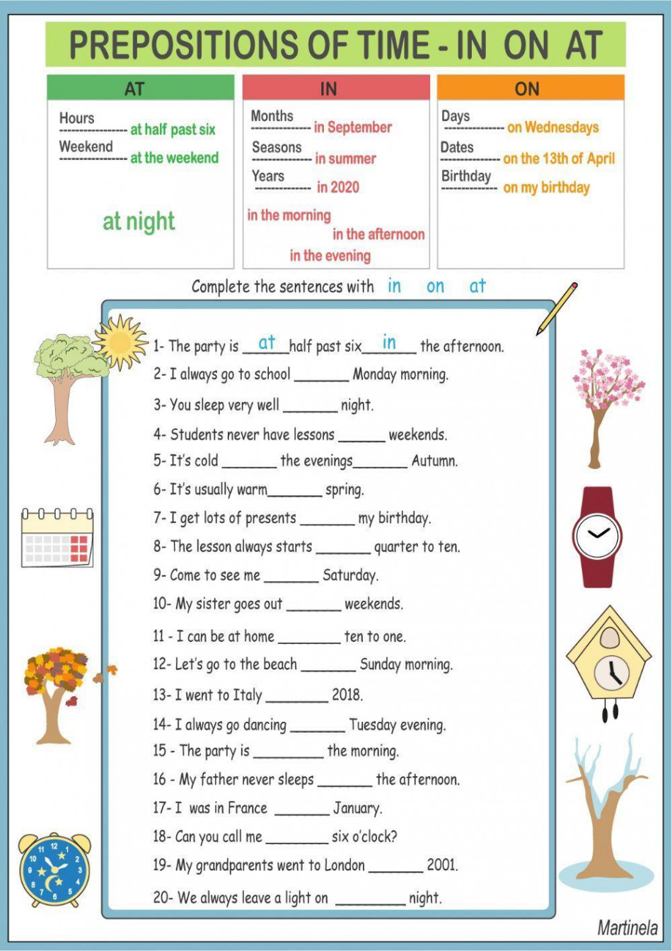 Prepositions of time worksheet  Live Worksheets