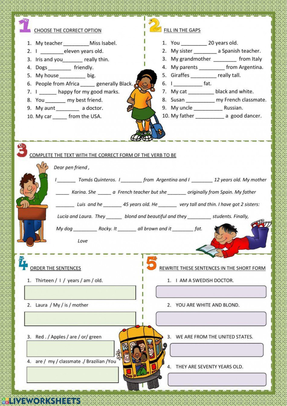 Present simple of verb to be worksheet  Live Worksheets