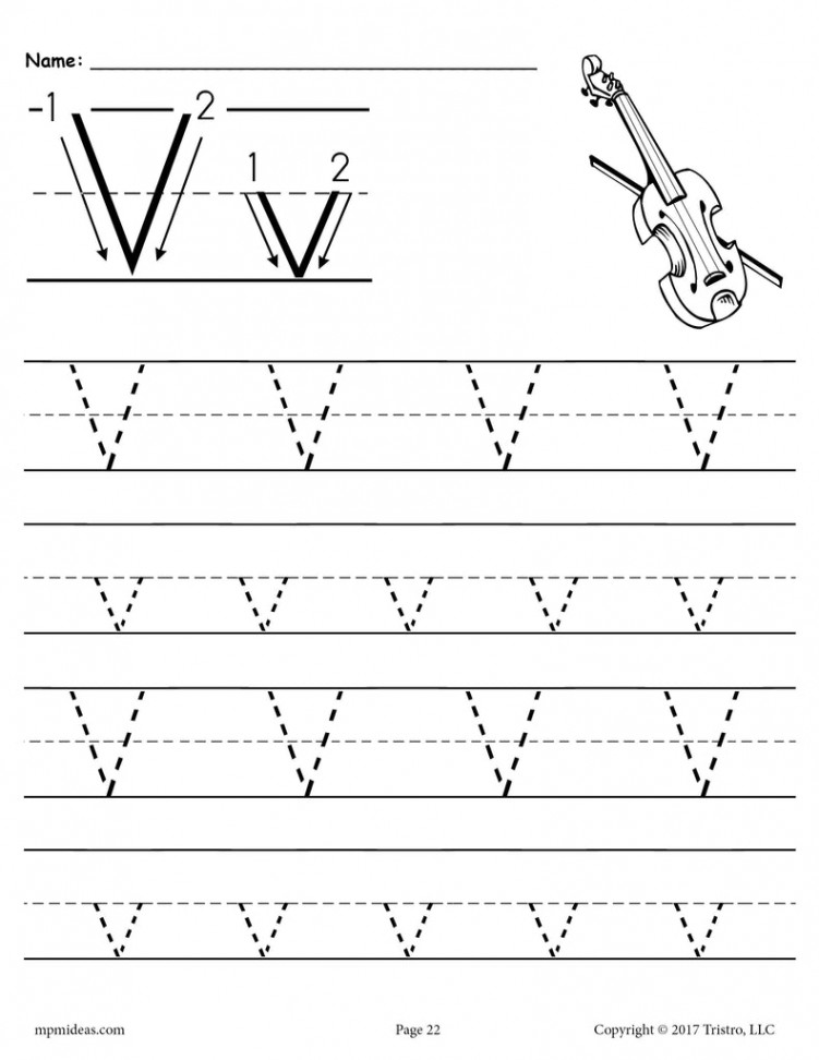 Printable Letter V Tracing Worksheet! – SupplyMe