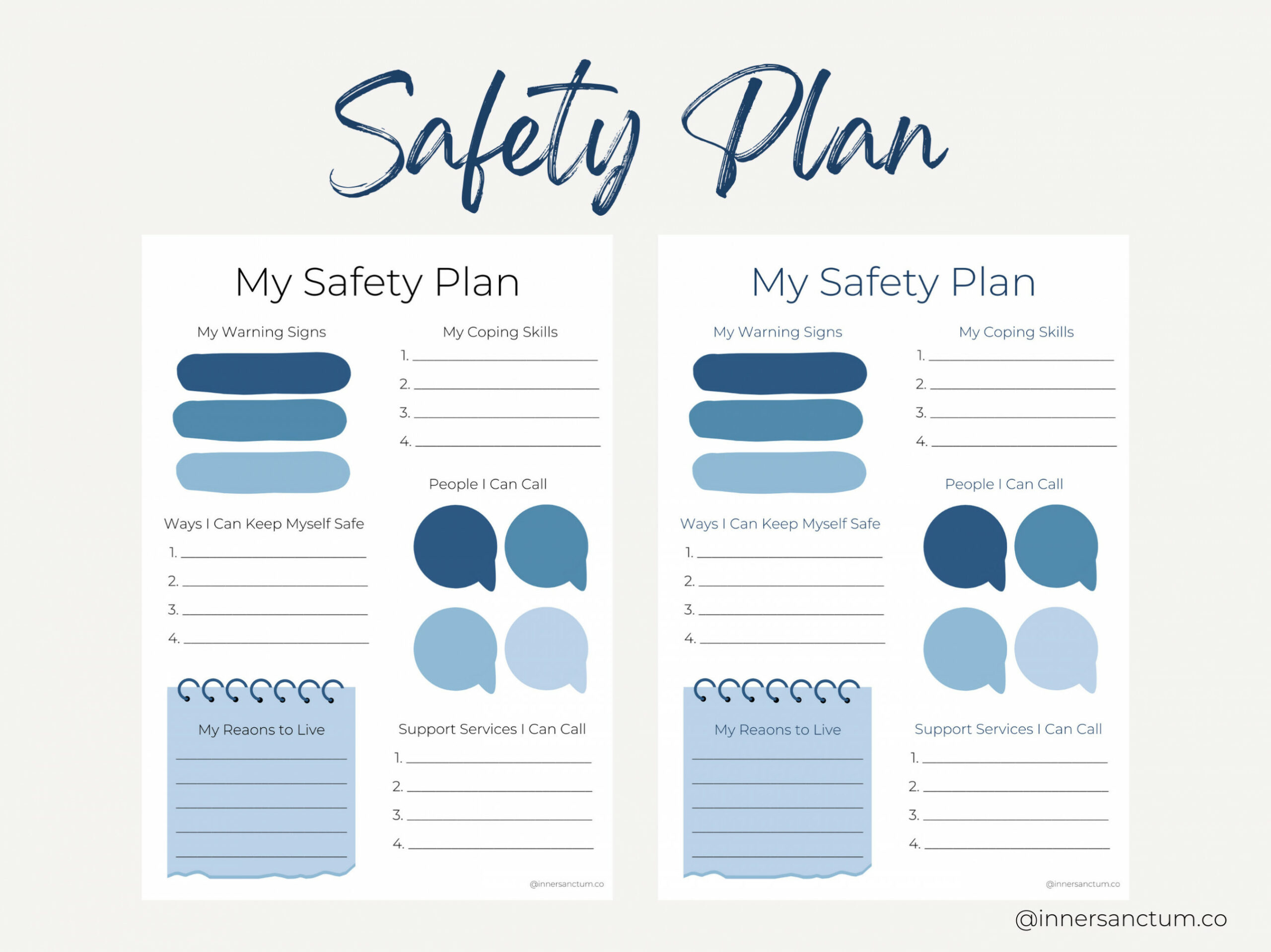 Printable Safety Crisis Plan Worksheet Therapy Aid, School