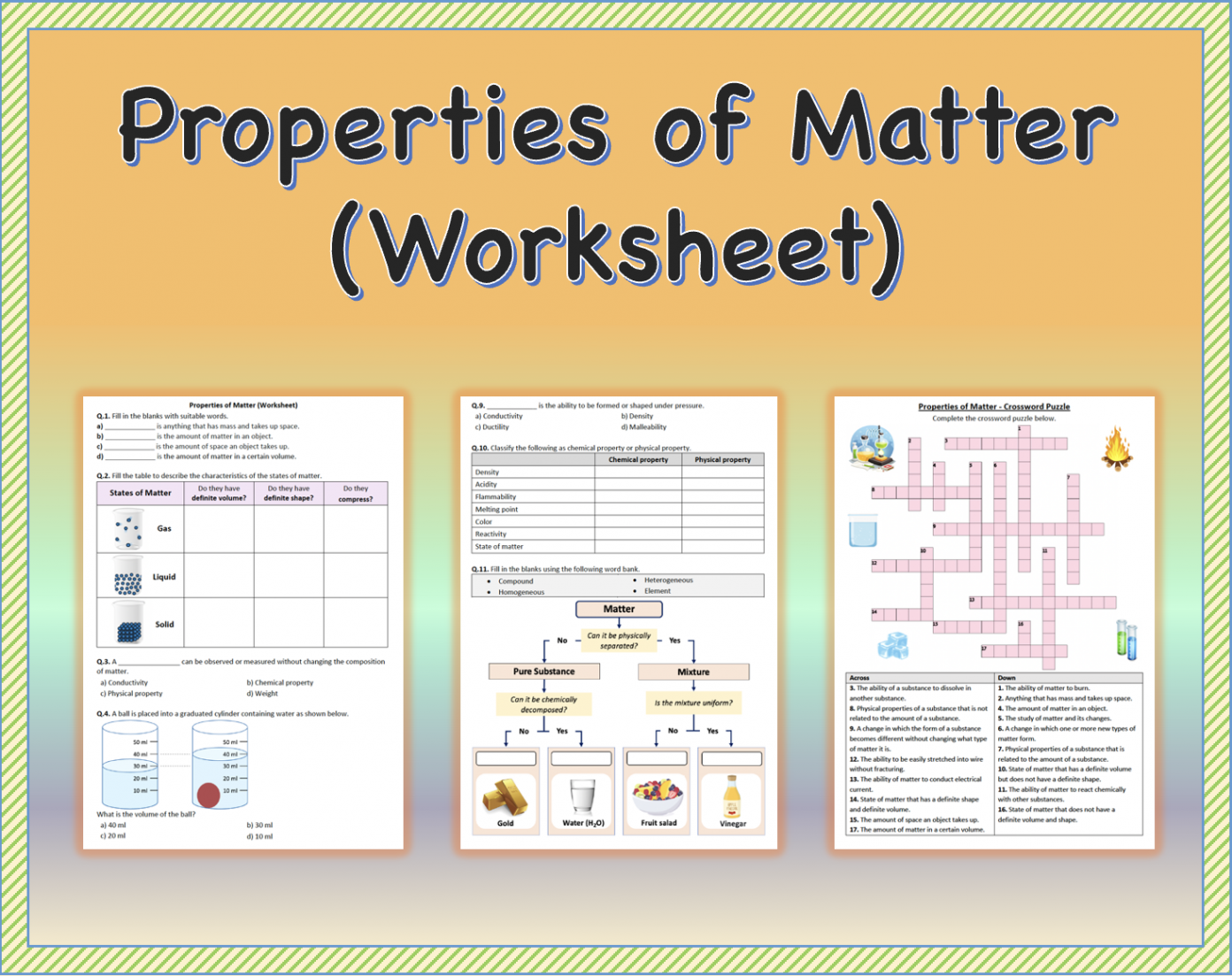 Properties of Matter - Worksheet  Printable and Distance Learning