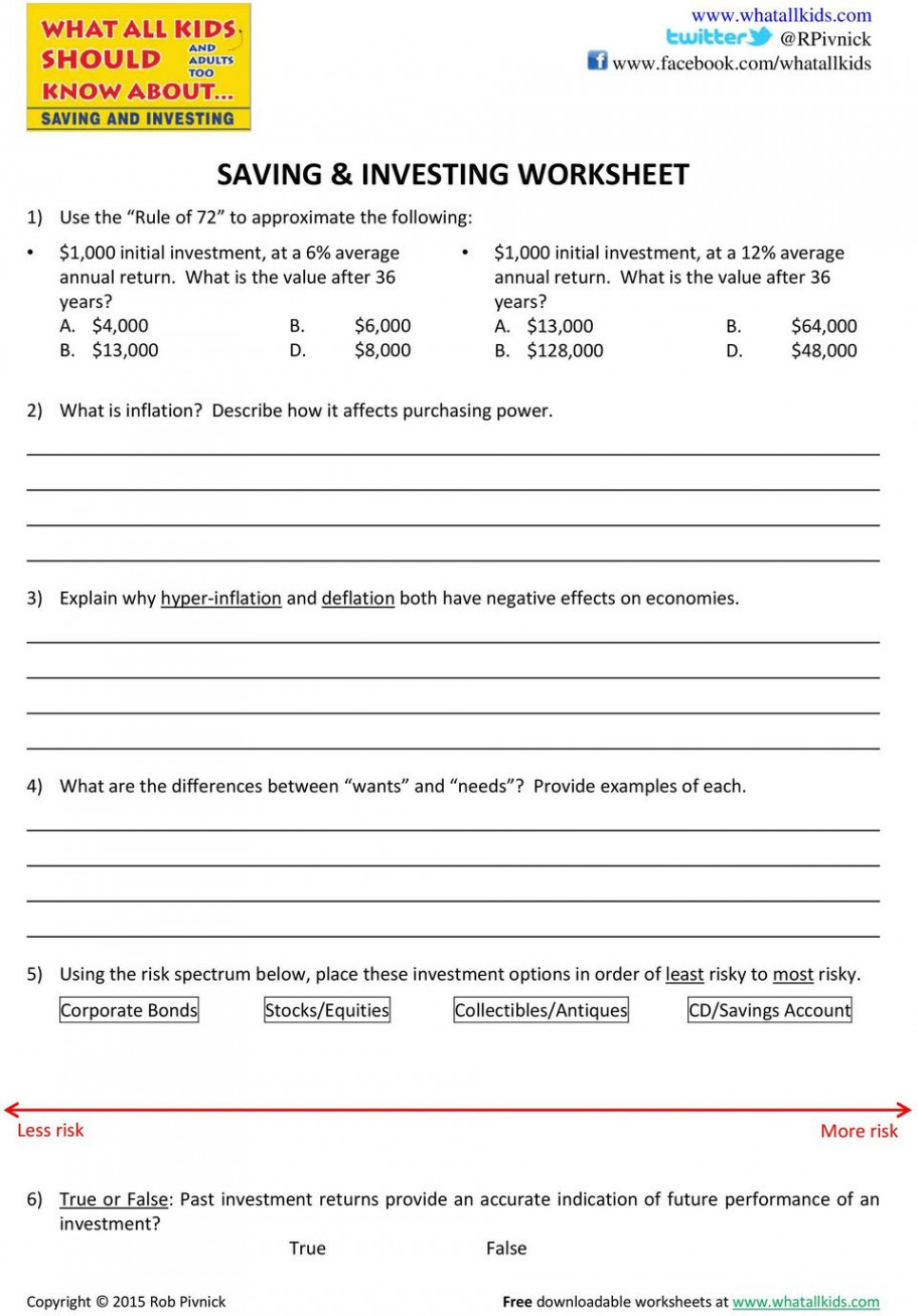 SAVING & INVESTING WORKSHEET - PDF Free Download