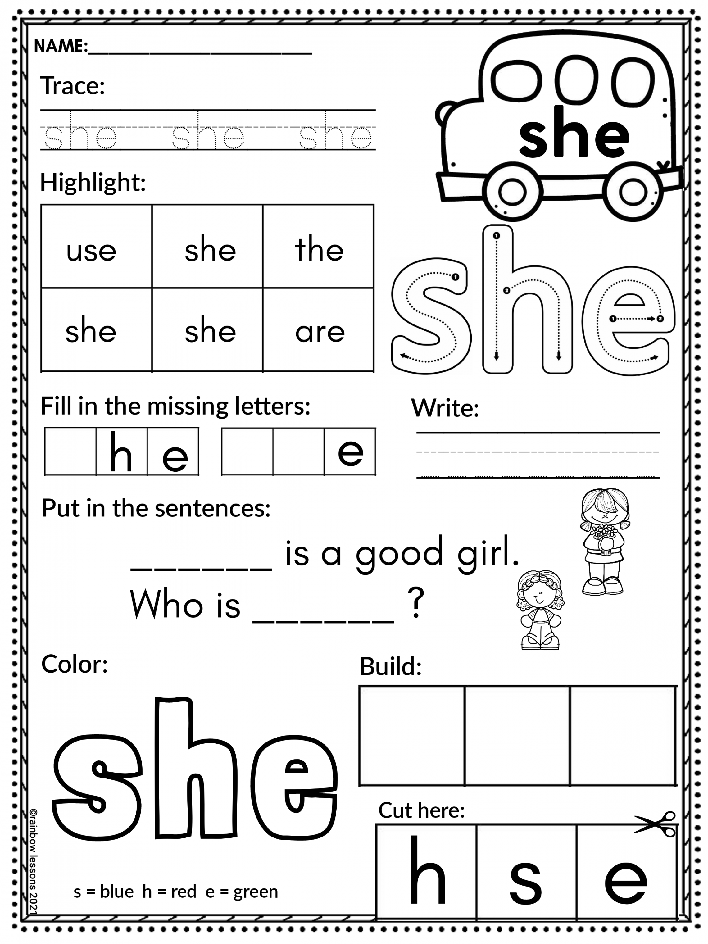 Sight Words Practice Sheets  Frys First