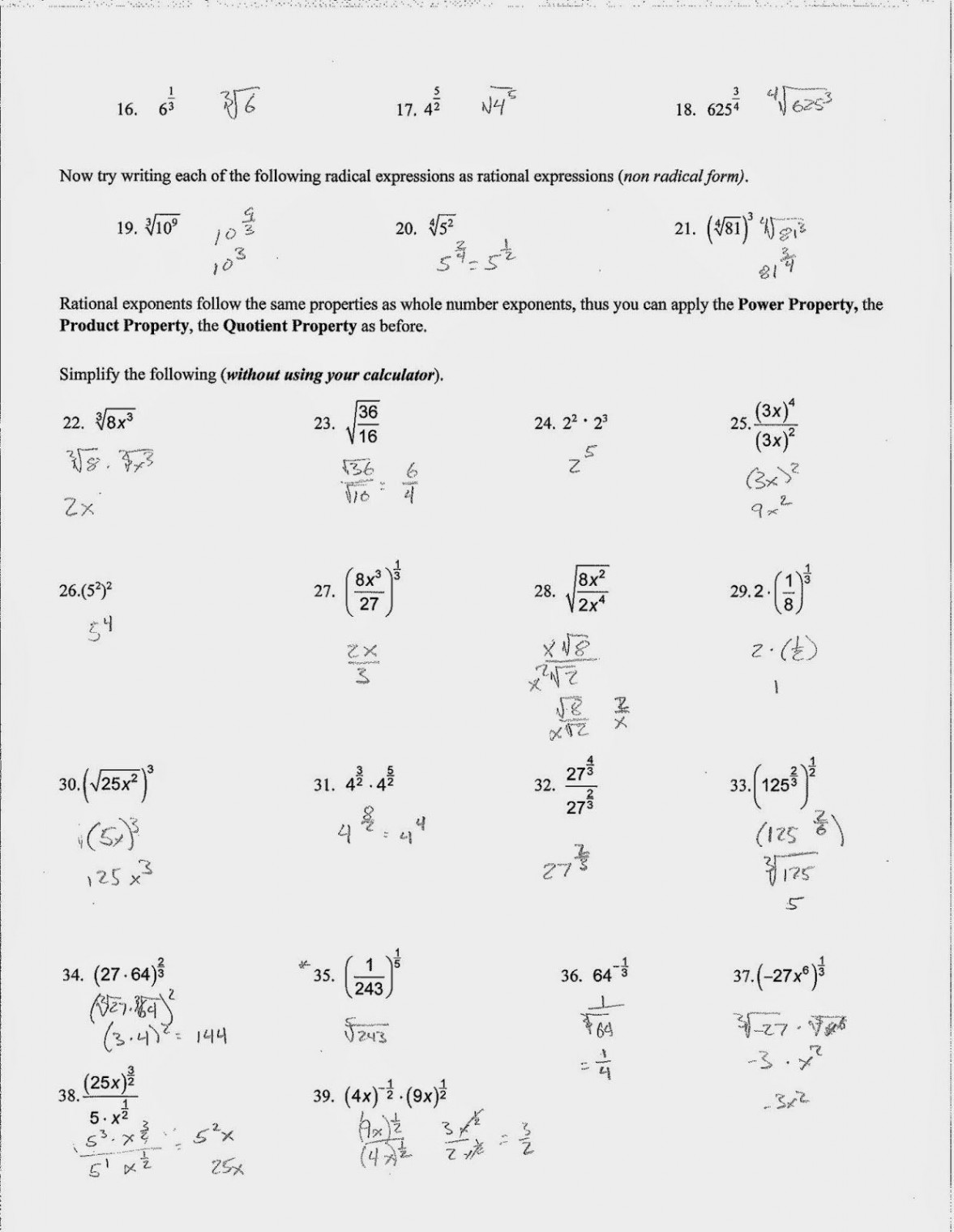 Simplifying Radical Expressions Worksheet Answers  Chessmuseum