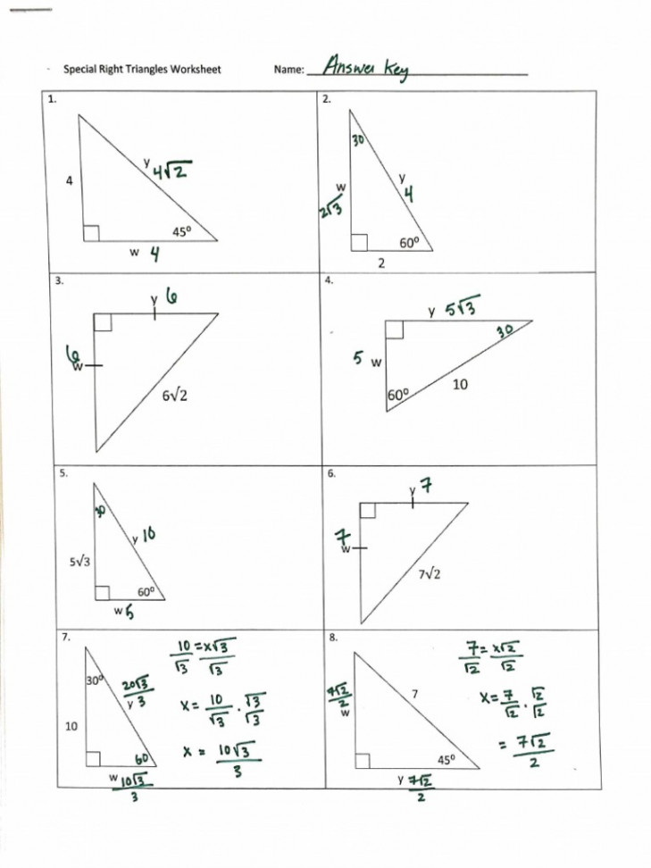 Special Right Triangles Homework   PDF