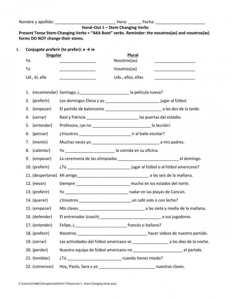 Stem-Changing Verbs  worksheet  Live Worksheets