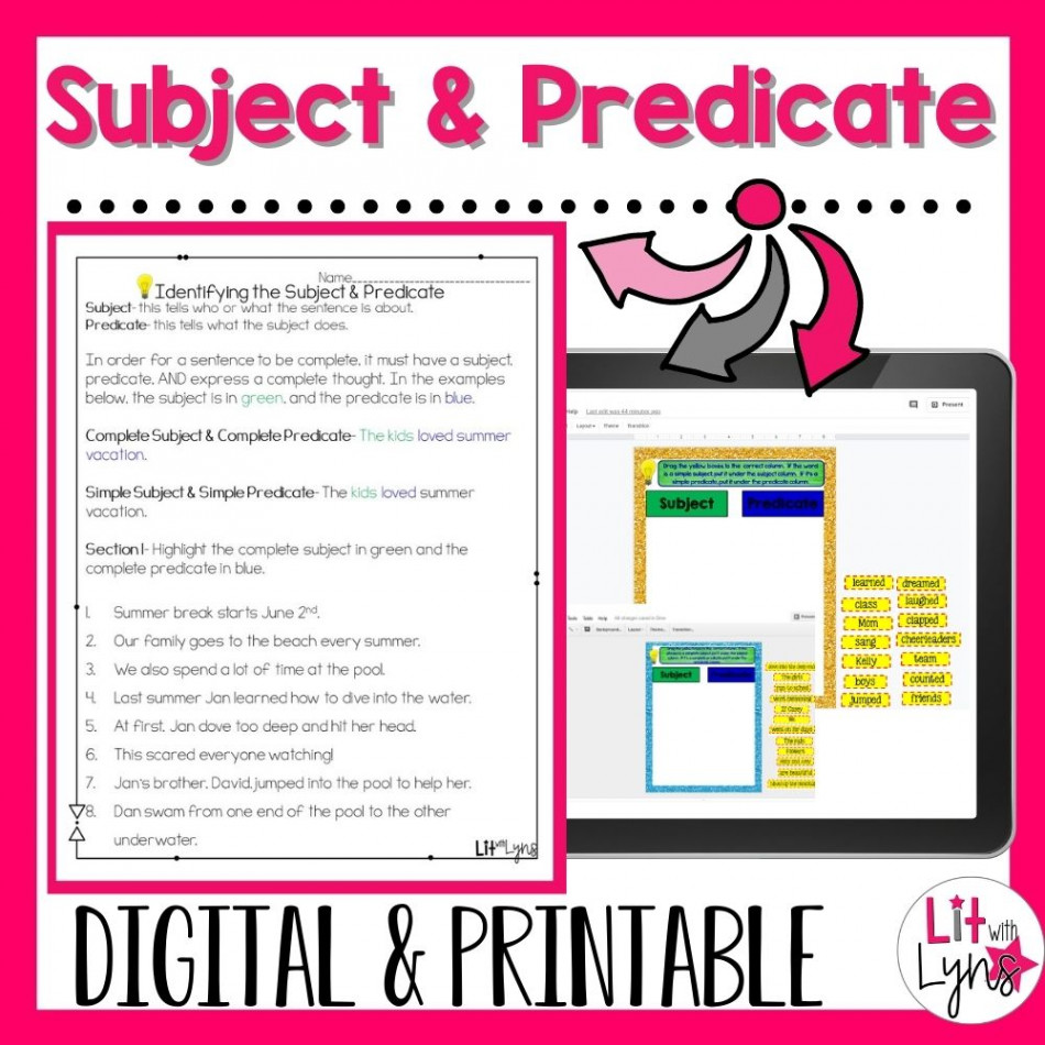 Subjects & Predicates Activities, Worksheets, & Assessment