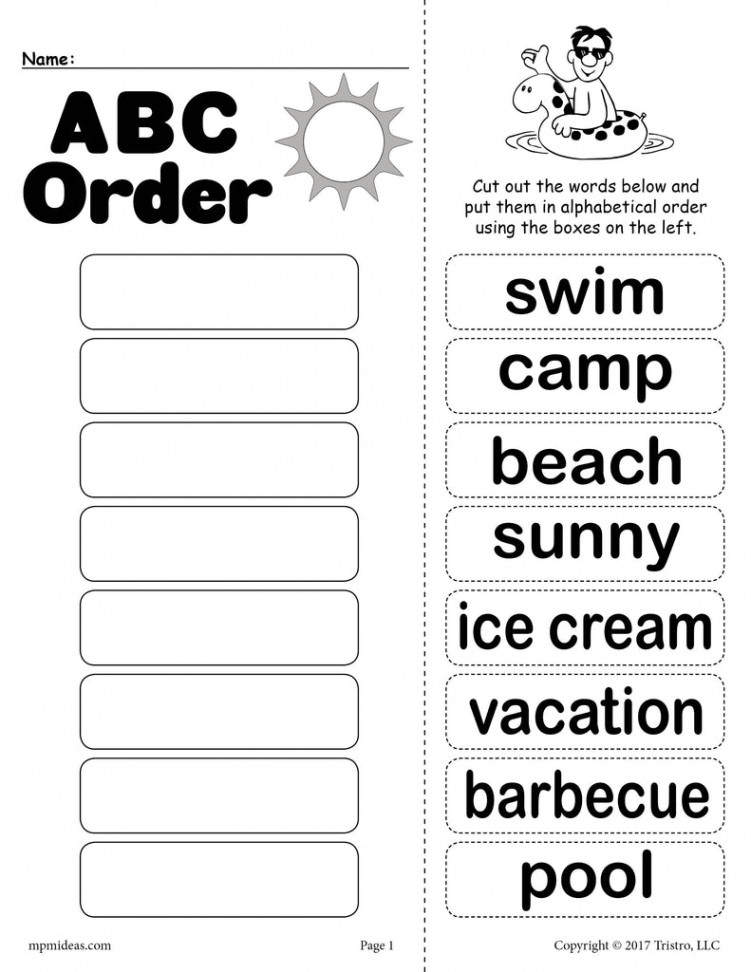 Summer Alphabetical Order Worksheet! – SupplyMe