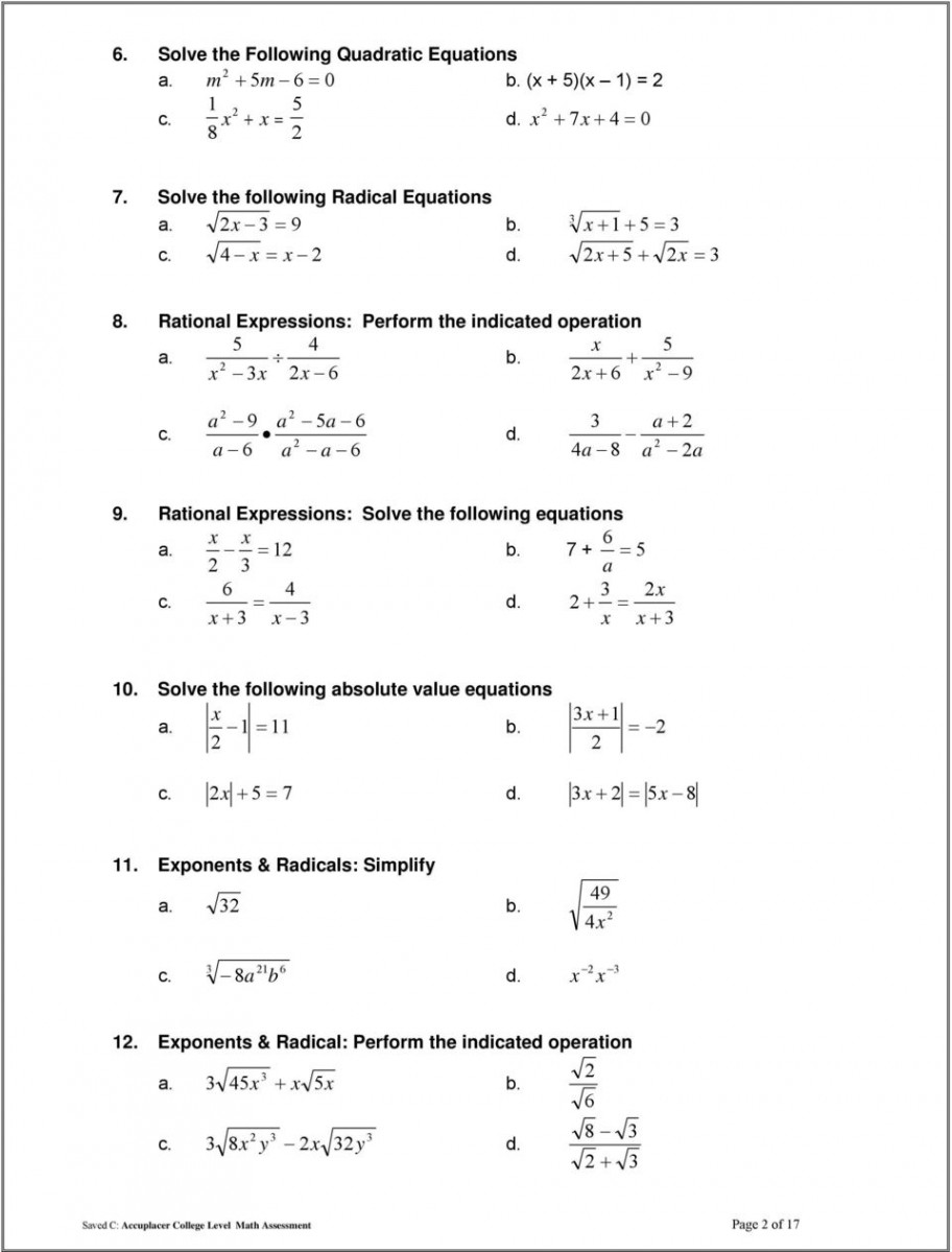 TSI College Level Math Practice Test - PDF Free Download