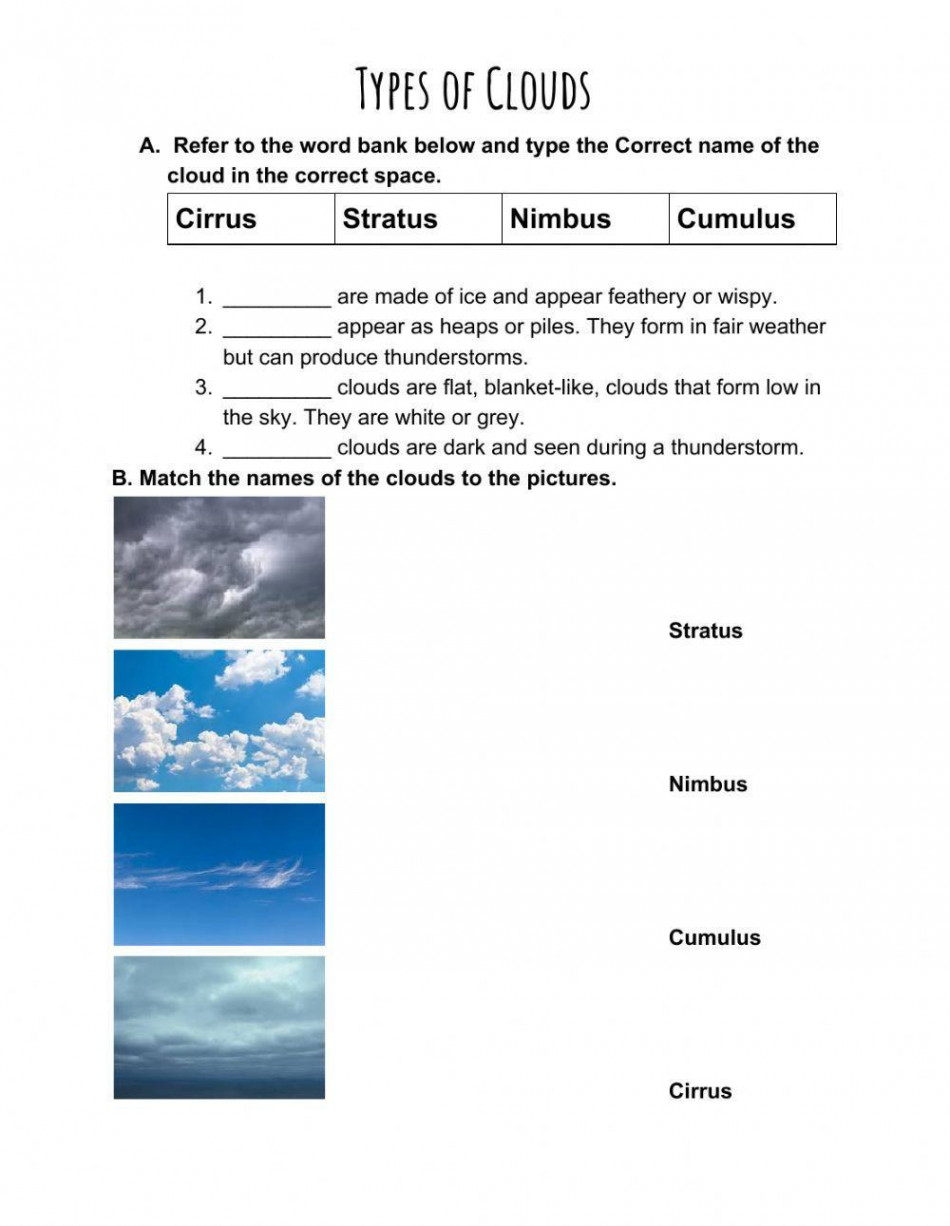 Types of Clouds worksheet  Live Worksheets