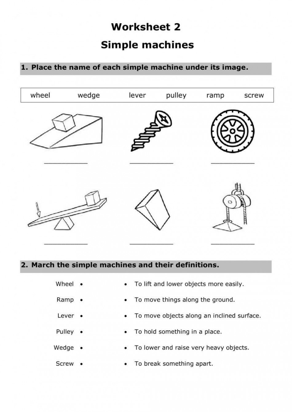 Worksheet : Simple Machines worksheet  Live Worksheets