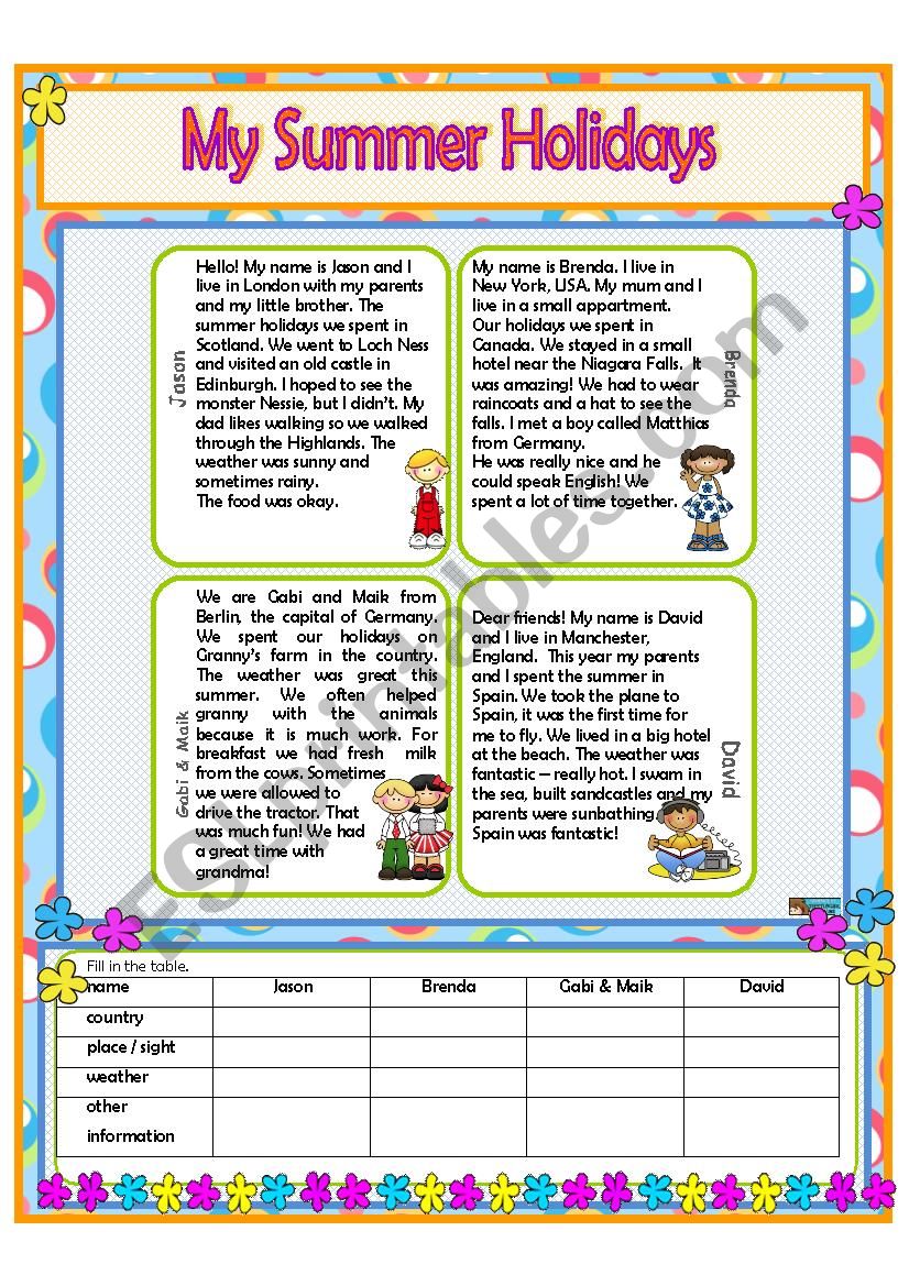 Best 45 Summer Holiday Vocabulary Worksheets Ideas 6