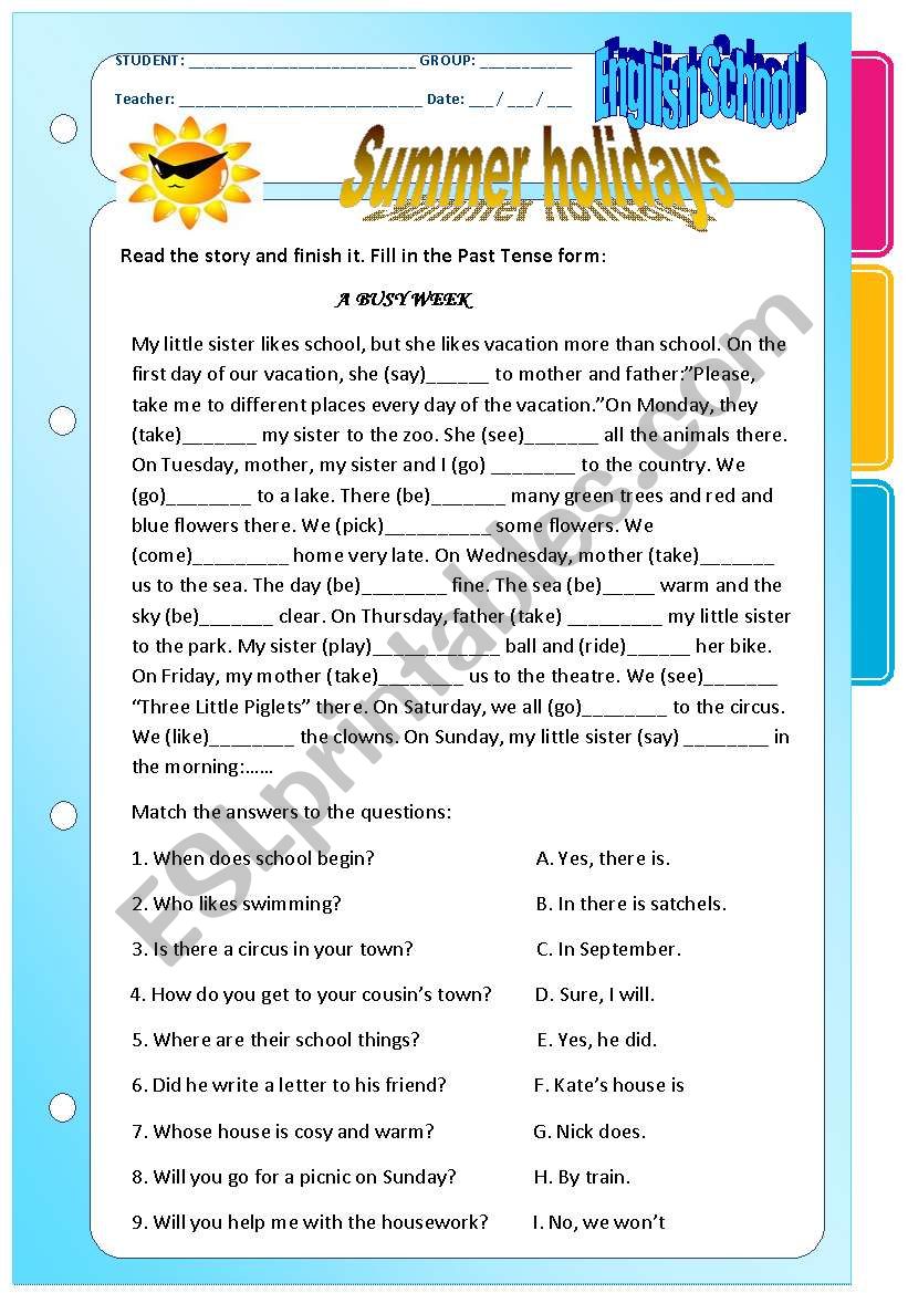 Best 45 Summer Holidays Worksheets For Kids Ideas 8