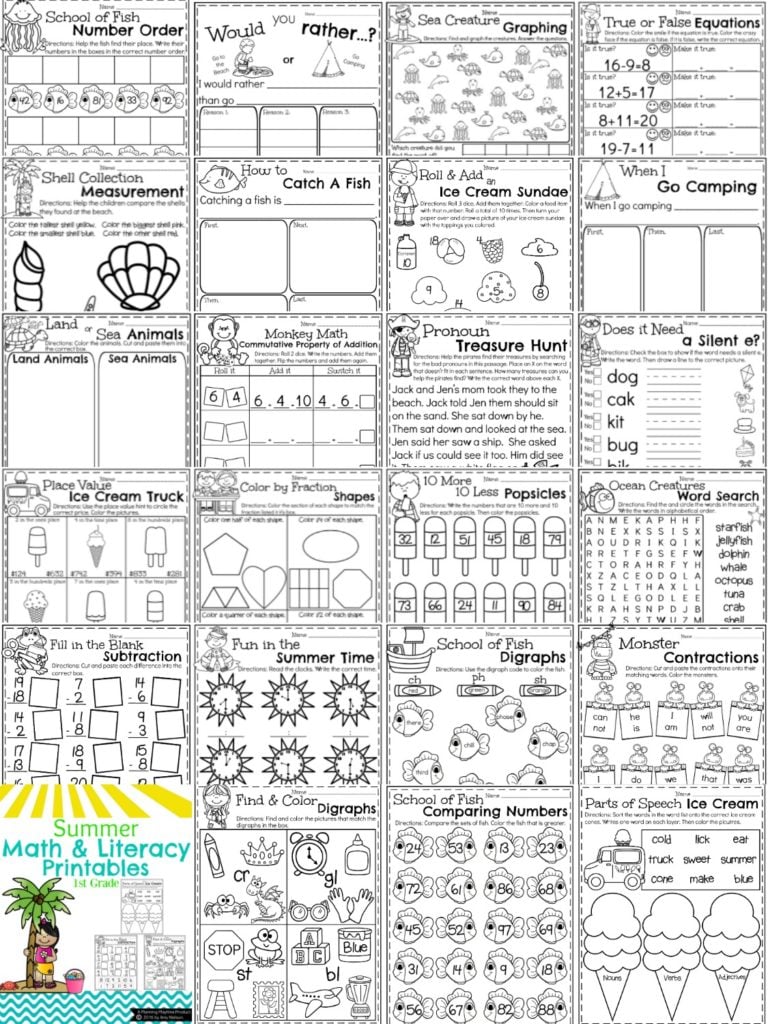 Best 45 1St Grade Summer Worksheets Free Printables Ideas 6