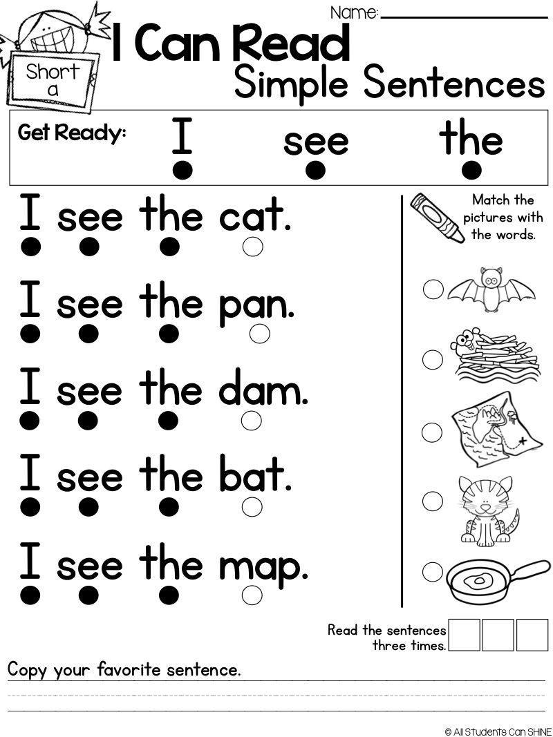 Beginning Reading Worksheets For Kindergarten