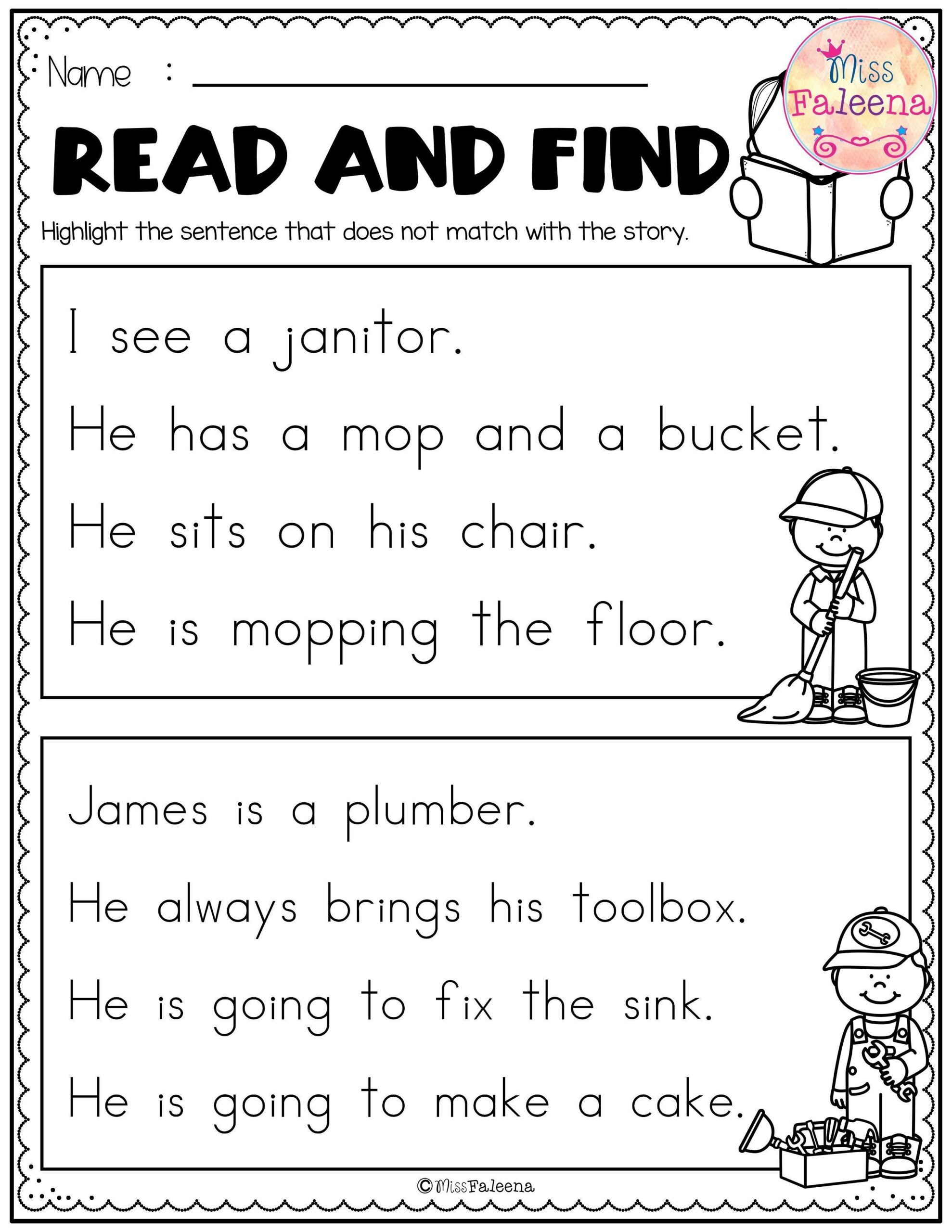 Easy Reading Worksheets For Kindergarten Pdf