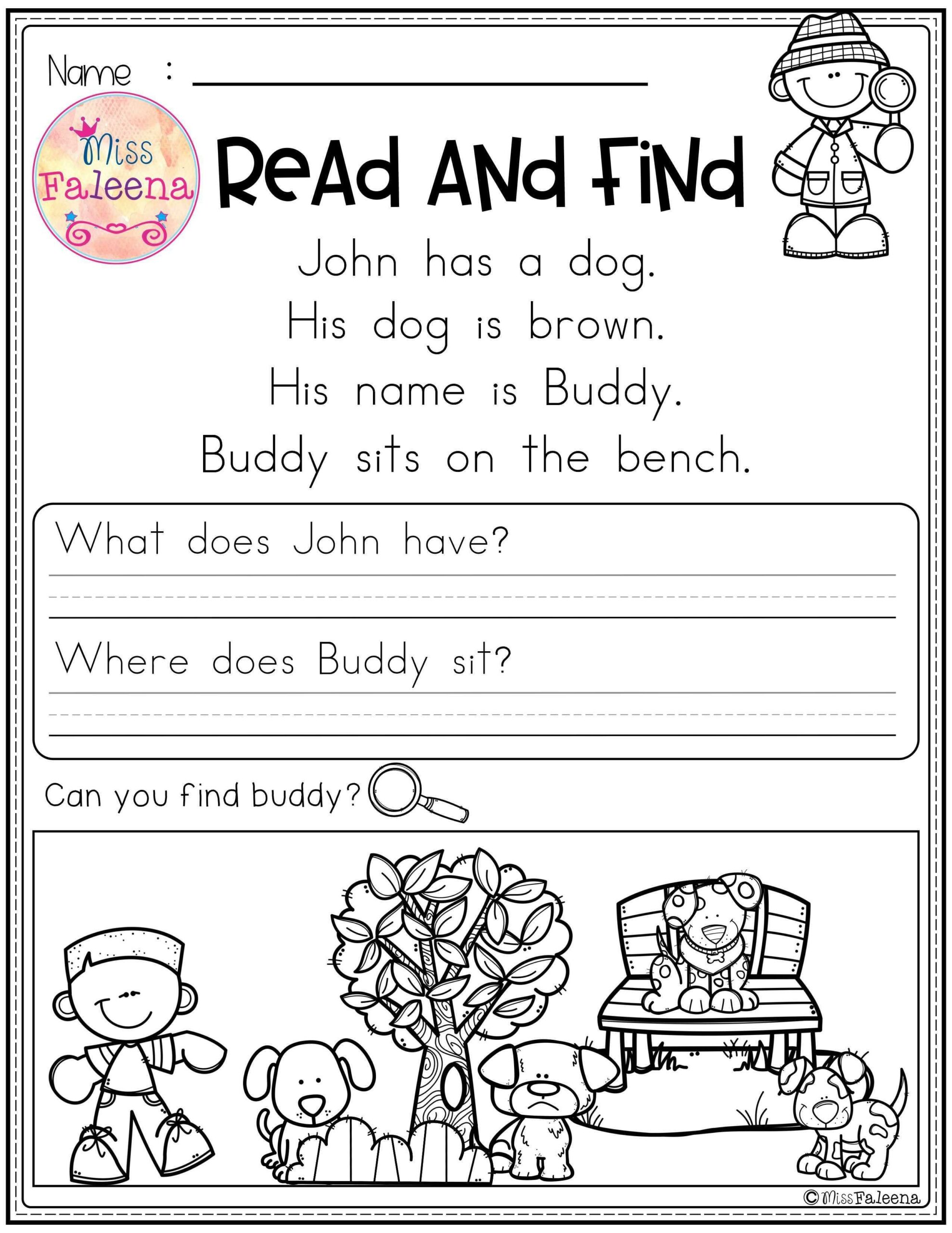 English Reading Comprehension Worksheets For Kindergarten