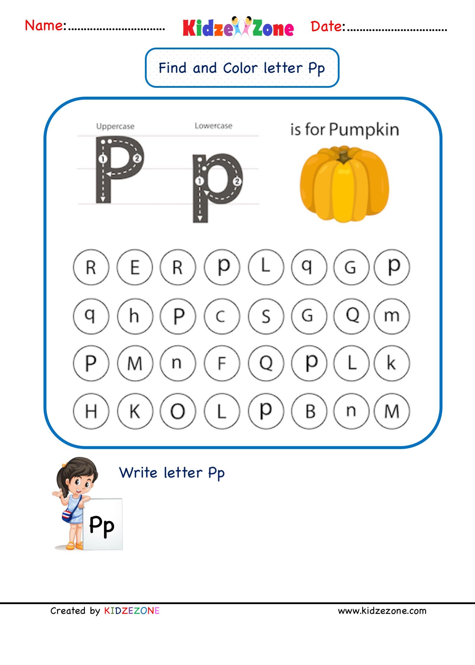 Kindergarten Worksheet Letter P Activities