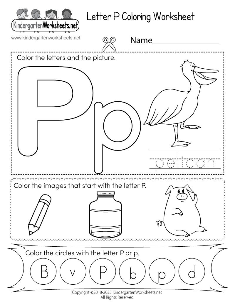 Kindergarten Worksheet Letter P Alphabet