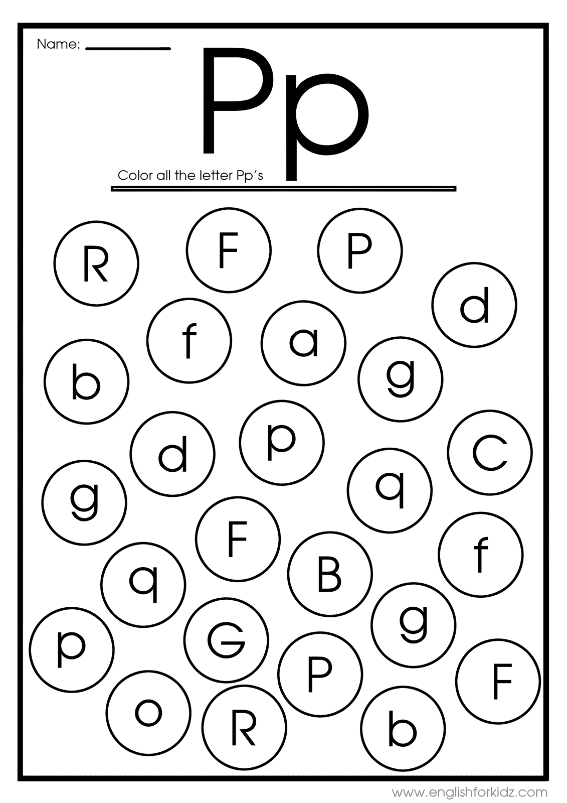 Kindergarten Worksheet Letter P Book